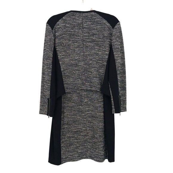 Eileen Fisher Tweed Jacket Dress Suit Set Medium Black Gray Officecore Business - Picture 2 of 16